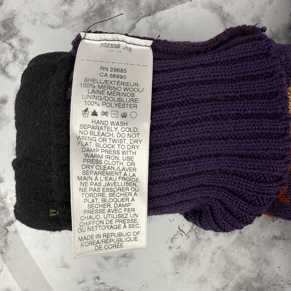 Pendleton Women Purple Southwest Aztec Merino Wool Mittens Fleece Lined One Size - Picture 4 of 5